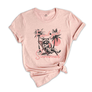 Feral Girl Summer T-Shirt, Funny Raccoon Shirt, Sarcastic Shirt, Funny Vintage Shirt, Girls Trip Gifts, Summer Tee