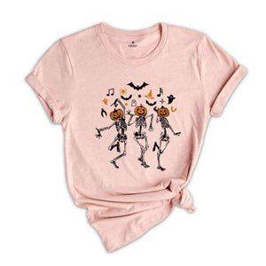 Dancing Skeleton Pumpkin Shirt, Pumpkin Face Shirt, Retro Halloween Shirt, Womens Halloween Shirt, Cute Fall Shirt, Spooky Season Shirt