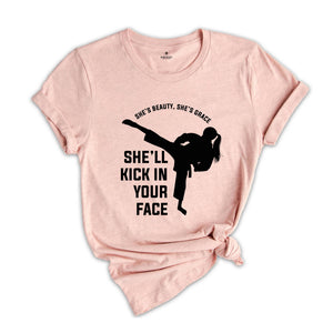 She's Beauty She's Grace Shirt, Karate Girl T Shirt, Karate Fighter Girl Shirt, Karate Lover Tee, Karate Lover Gift, Karate Mom Tee