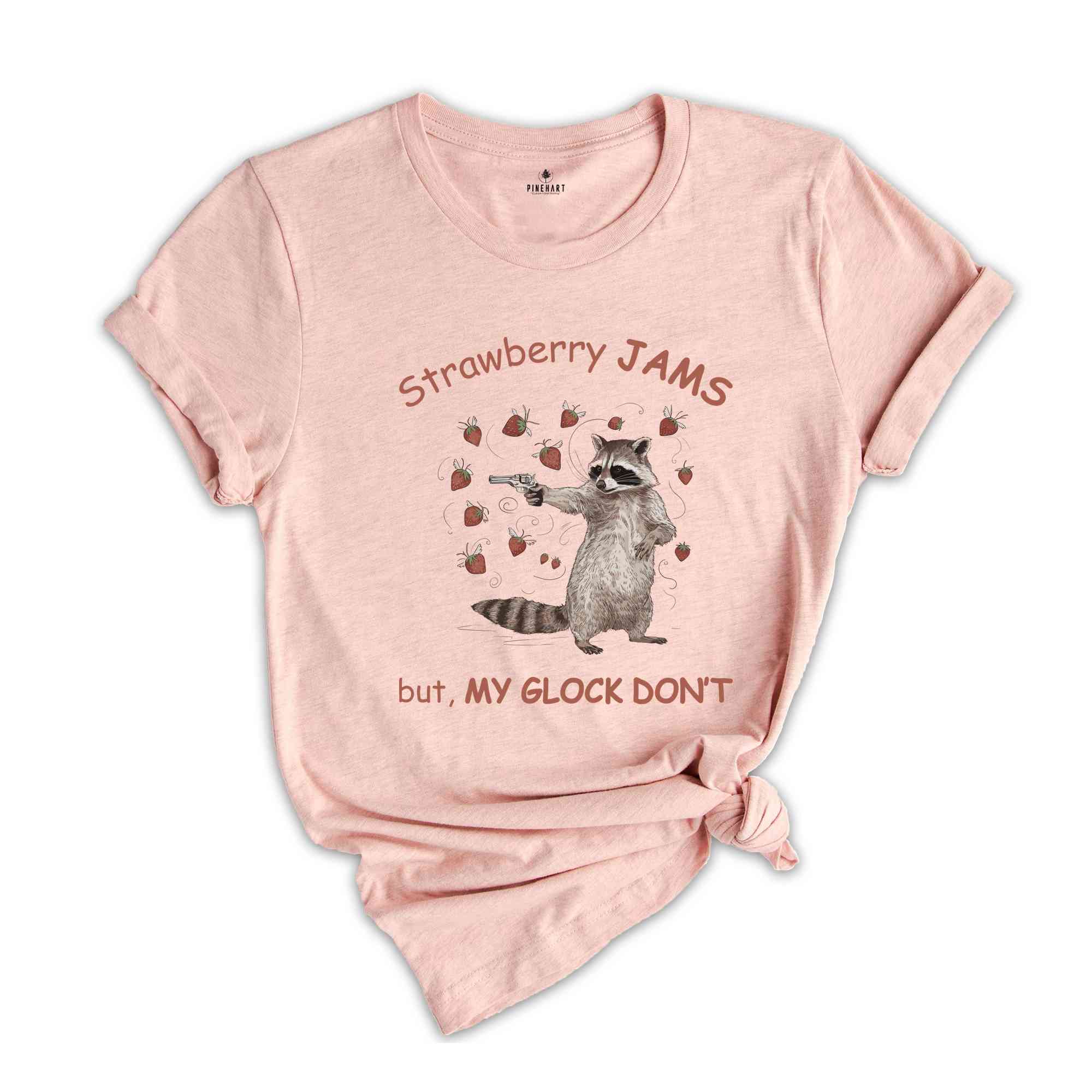 Strawberry Jams But My Glock Don't Shirt, Retro 90s Shirt, Raccoon Shirt, Trash Panda Shirt, Funny Raccoon Shirt, Cowboy Shirt