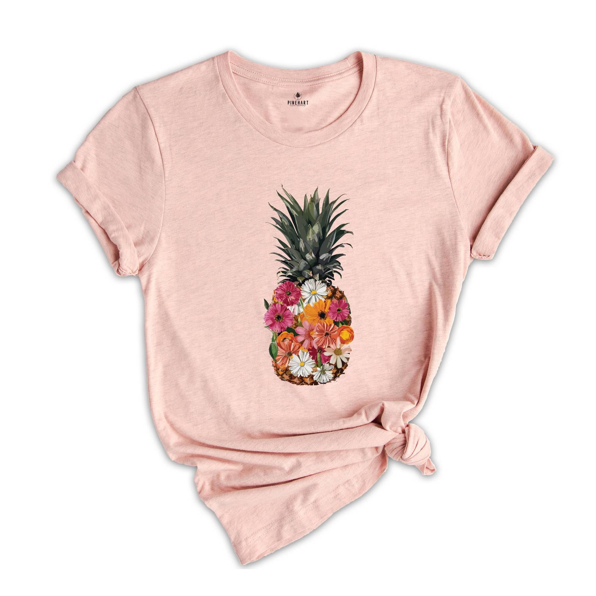 Pineapple Flower Shirt, Cute Hawaii Shirt, Flower Shirt, Aloha Beaches Shirt, Travel Shirt, Matching Family Vacation Shirt