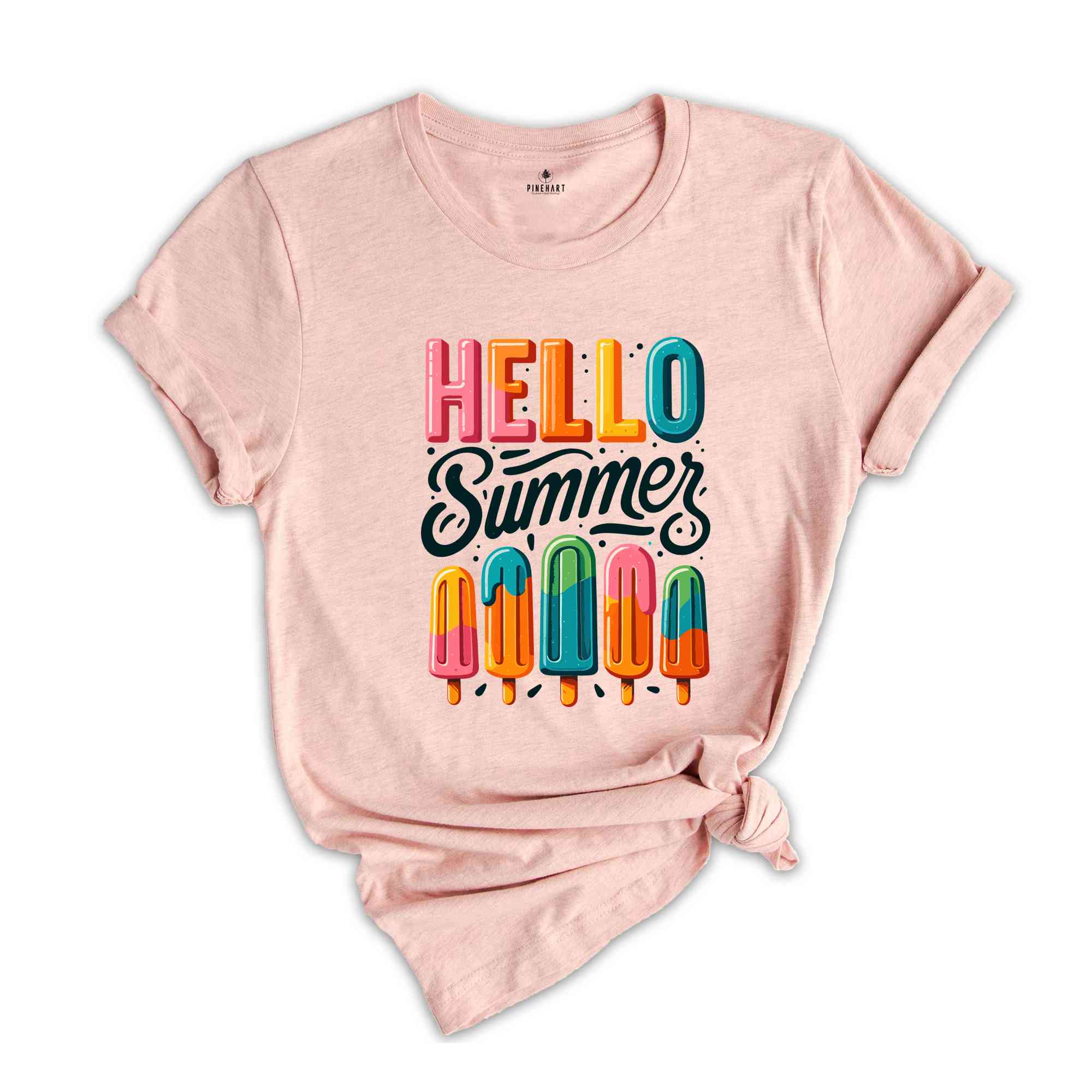 Hello Summer Shirt, Popsicle Written Summer Welcome Shirt, Colorful Holiday Shirt, Family Vacation Apparel, Gift for Traveler