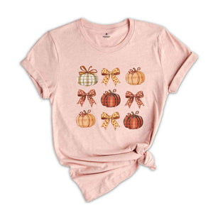 Retro Fall Pumpkin Bow Shirt, Fall Coquette Bow shirt, Autumn Pumpkin Tee, Fall T-Shirt , Autumn Bow Shirts