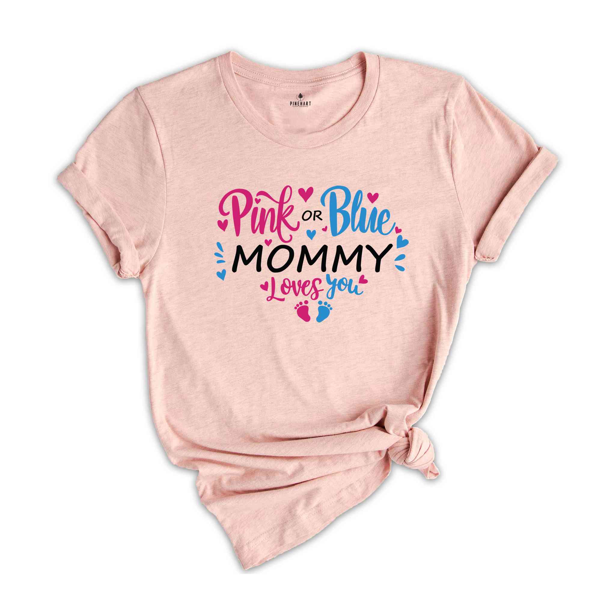 Gender Reveal Party T-Shirts, Pink or Blue Mommy Loves You Shirt, Mommy Daddy Baby Announcement Shirt, Pregnancy Annoucement Gifts