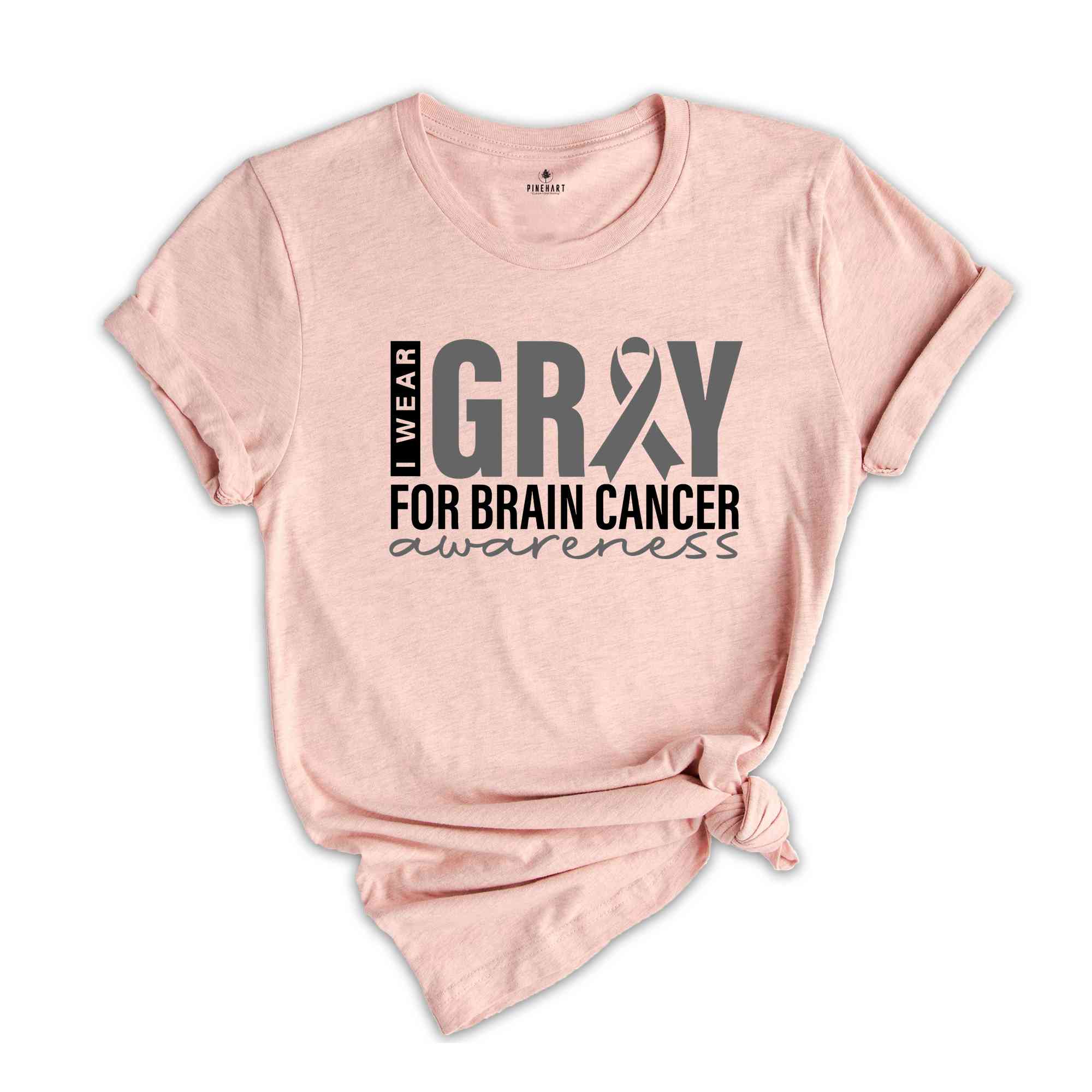 I Wear Gray For Brain Cancer Awareness Shirt, Gray Ribbon Shirt, Cancer Fighter Shirt, Cancer Shirt