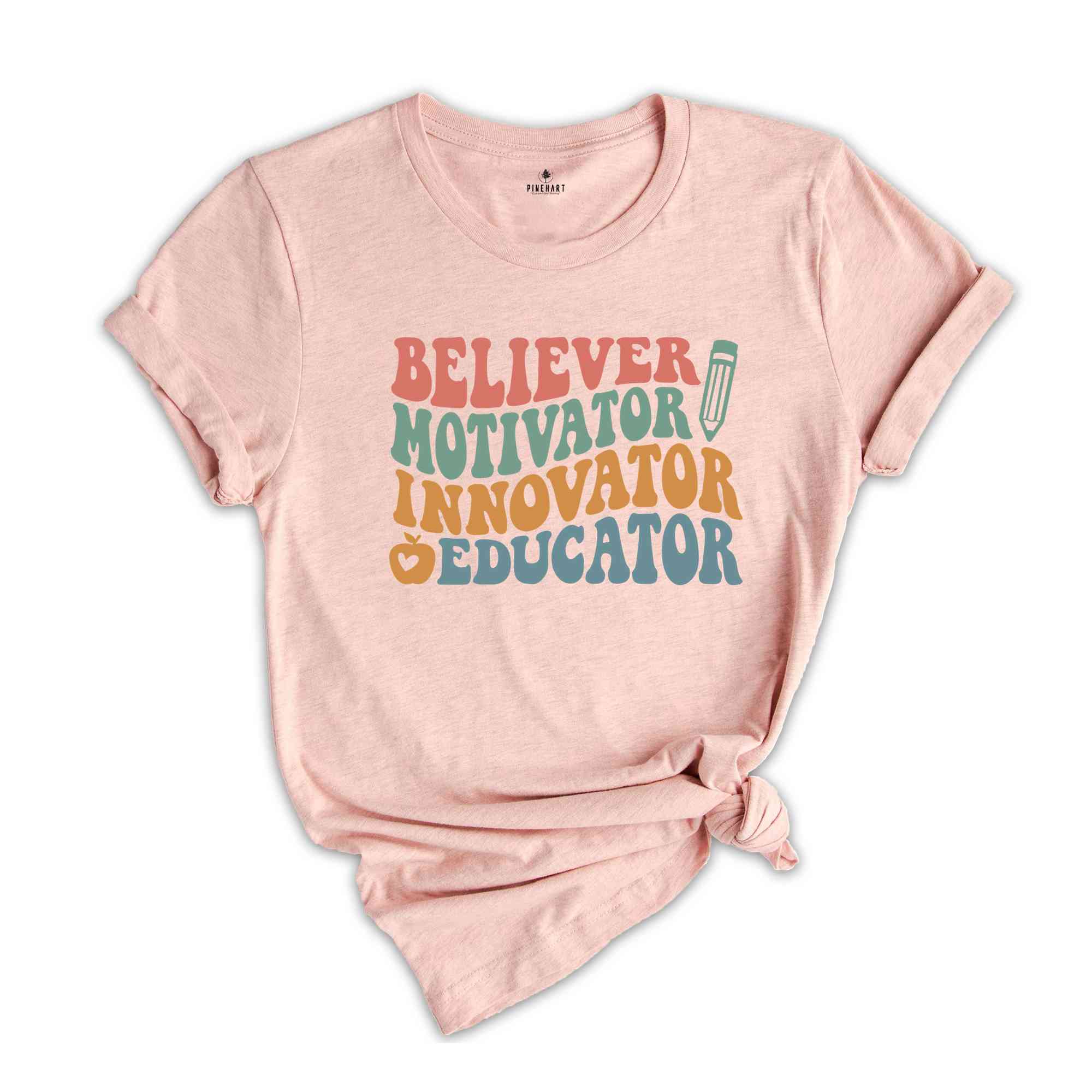 Believer Motivator Innovator Educator Tee, Teacher Appreciation, Teacher Shirt, Back To School Tee, School Shirt, Cute Teacher Gift