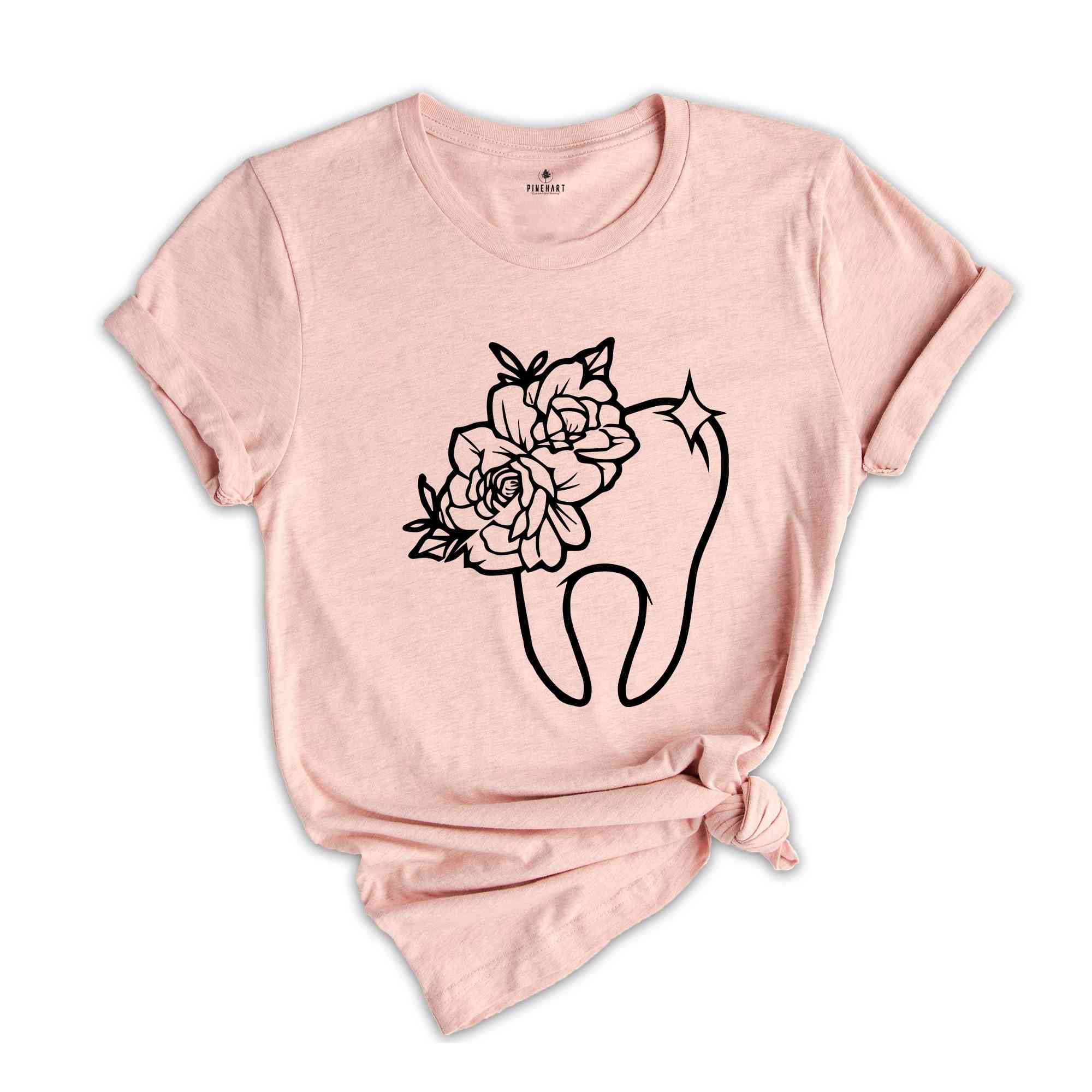 Custom Dental Shirts, Personalized Gift, Customized Dentist Shirts, Dental Assistant Gift, Dental Hygienist Shirt, Floral Tooth Graphic Tees