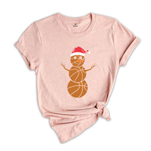 Christmas Basketball Snowman Shirt, Basketball Lover Christmas, Santa Claus Shirt, Snowman Shirt, Cute Christmas Gift, Sports Mom Shirt