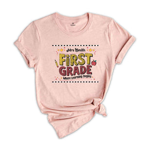 Custom First Grade Teacher Shirt, Teacher Tee, Personalized Teacher, Teacher Appreciation, Back to School, New Teacher Gift