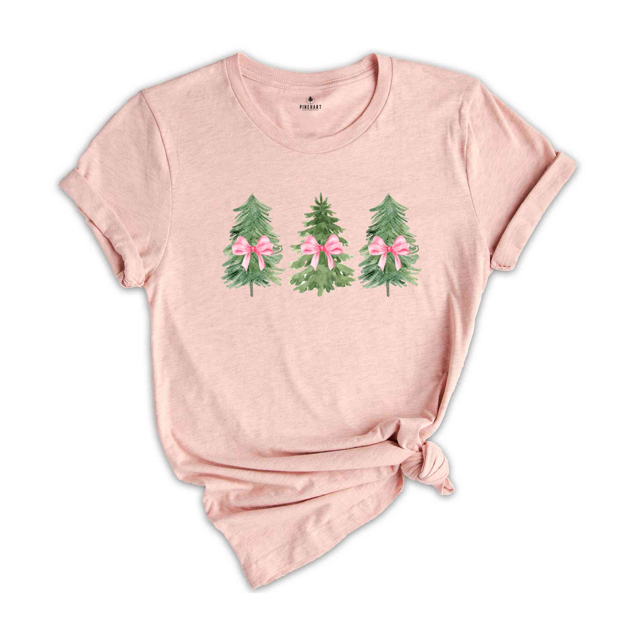 Coquette Pink Bow Christmas Sweatshirt, Christmas Tree Shirt, Christmas Sweatshirt, Girly Christmas Sweater, Coquette Bow Sweater