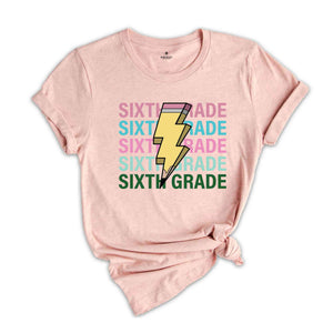 Sixth Grade Pencil Shirt, Pencil Bolt Shirt, Retro Shirt, Back To School Shirt, School Shirt, Teacher Shirt, Pencil Shirt, Teacher Gift