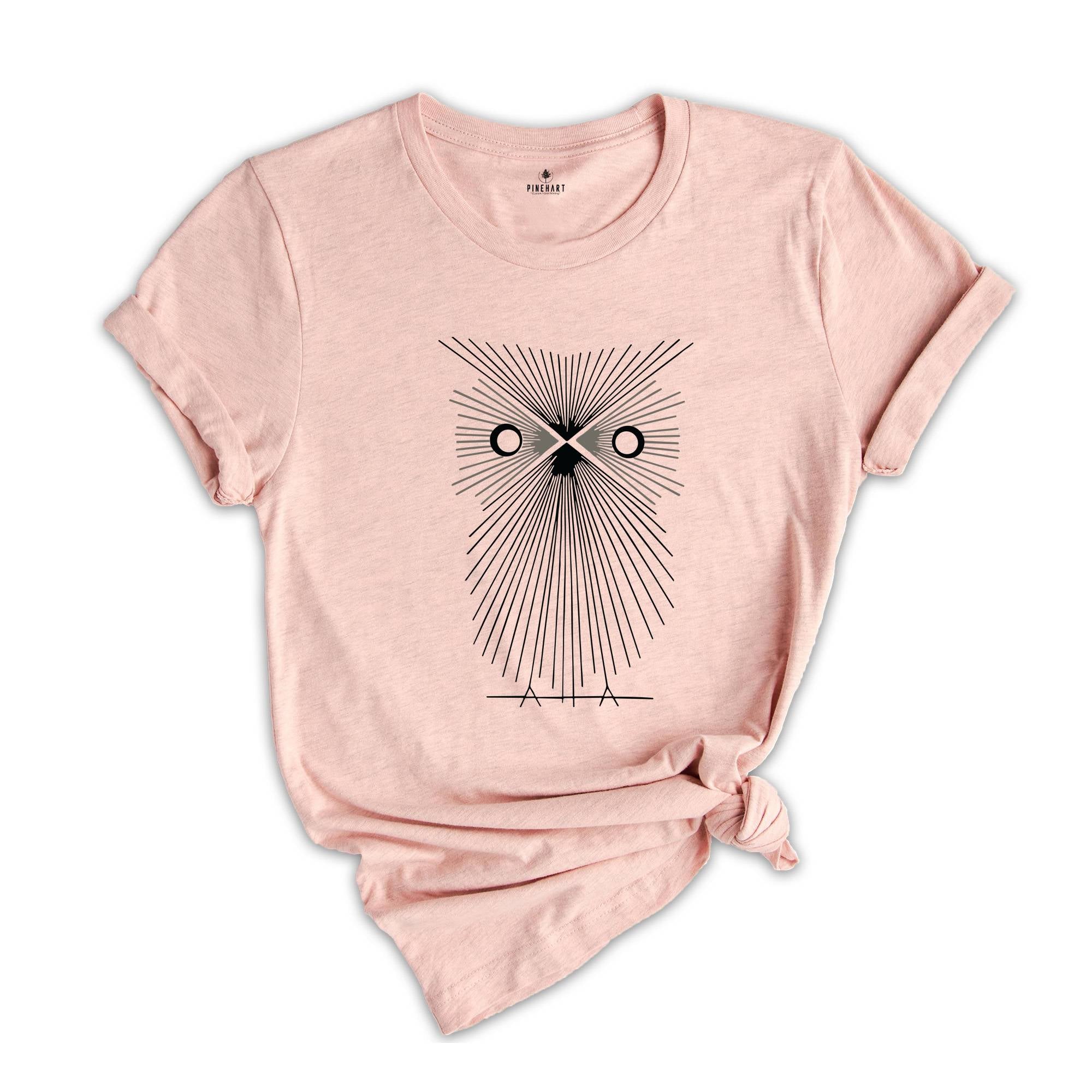 Lined Owl Shirt, Great Horned Owl Shirt, Minimalising Owl Shirt, Owl Shirt, Bird Shirt, Animal Shirt, Owl Lover Shirt, Flying Owl Shirt