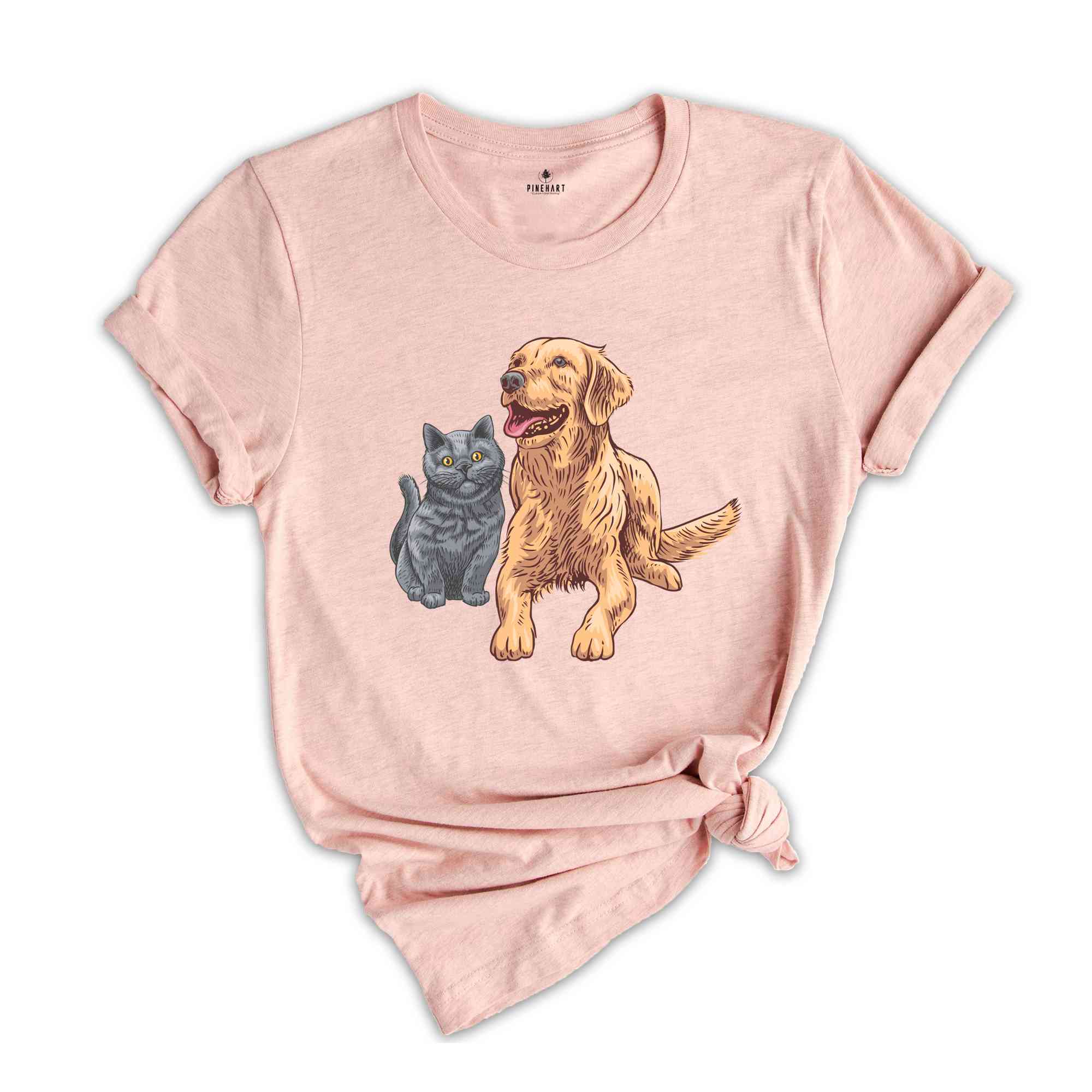 Cat and Dog Shirt, Dog and Cat Mom T-Shirt, Cute Animal Tee, Best Friend Gift, Pets Owner Gift, Funny Animal Couple Shirt