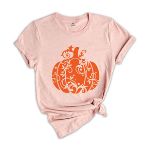 Floral Pumpkin T-Shirt, Halloween Shirt, Halloween Pumpkin Shirt, Fall shirt, Pumpkin Shirt, Halloween Season Gifts