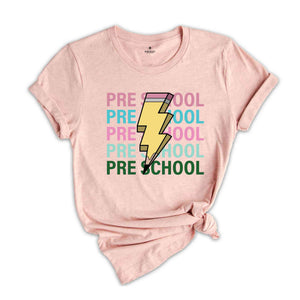 Pre School Pencil Shirt, Pencil Bolt Shirt, Retro Shirt, Back To School Shirt, School Shirt, Teacher Shirt, Pencil Shirt, Teacher Gift