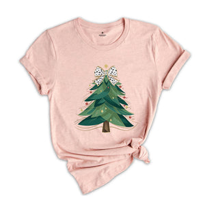 Coquette Christmas Tree, Girly Christmas Tree T-shirt, Christmas Coquette Bow Shirt, Merry Christmas T-shirts