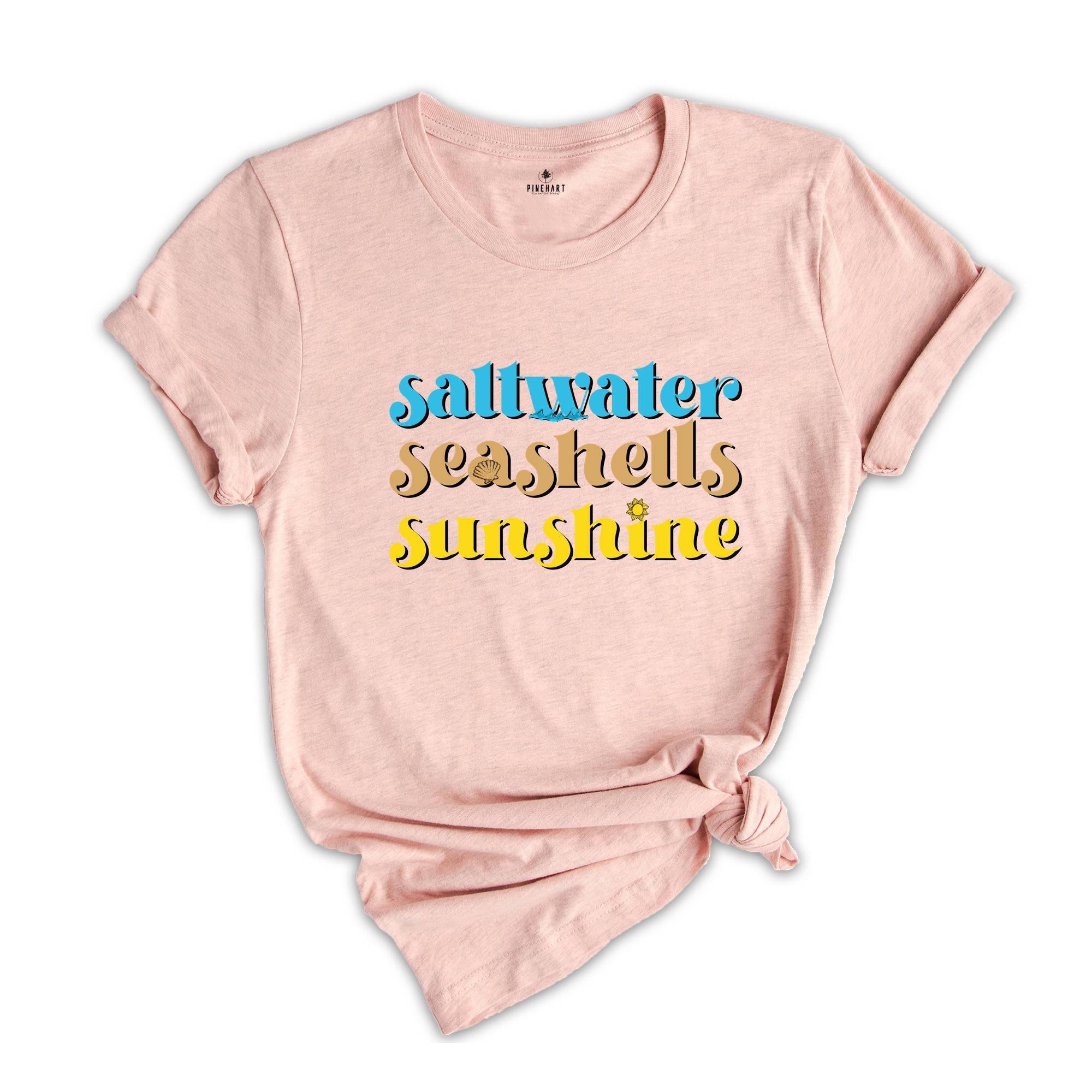 Saltwater Seashells Sunshine Shirt, Summer T-Shirt, Beach Shirt, Saltwater Tee, Summer Trip Shirt, Vacation Shirt