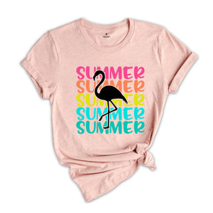 Summer Flamingo Shirt, Summer Vacation T-Shirt, Beach Shirt, Summer Tee, Summer Time Shirt, Tropical Shirt, Travel T-Shirt, Beachy Shirts