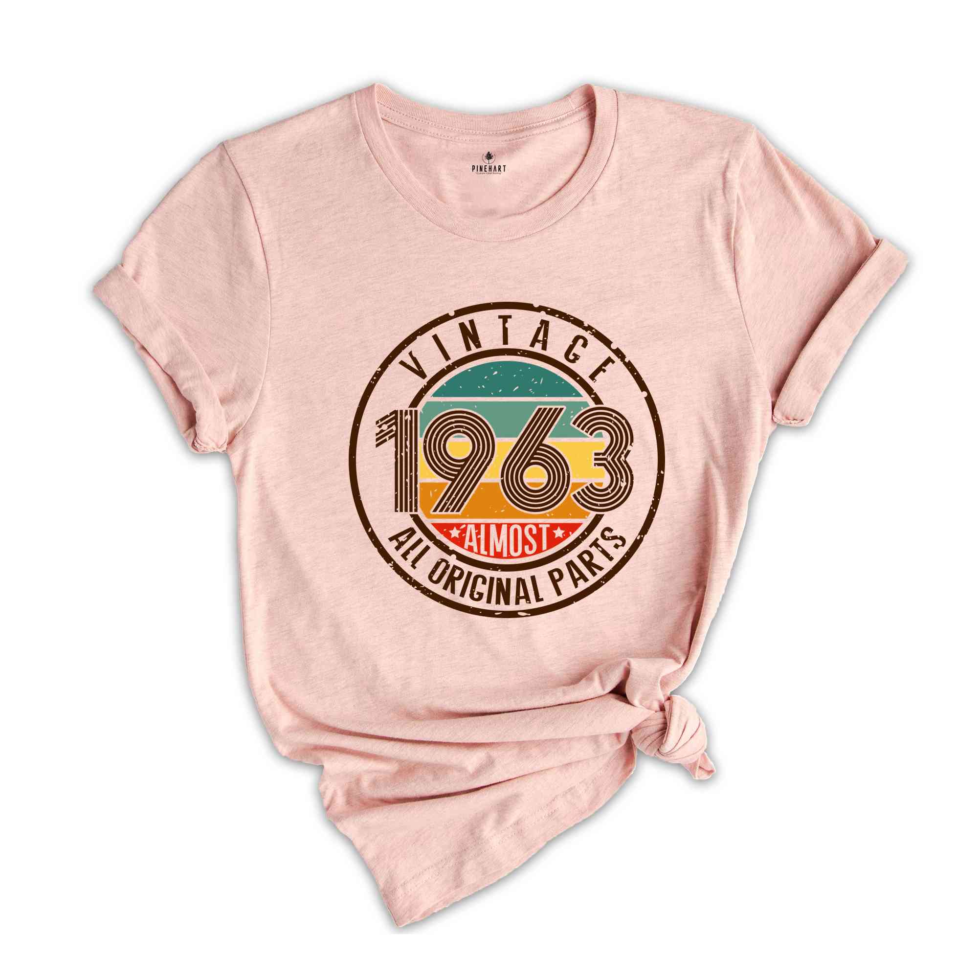 Vintage 1963 All Original Parts Shirt, 61st Birthday Shirt, 1963 Birthday Shirt, Retro 61st Birthday TShirt, 61 Years Birthday Shirt