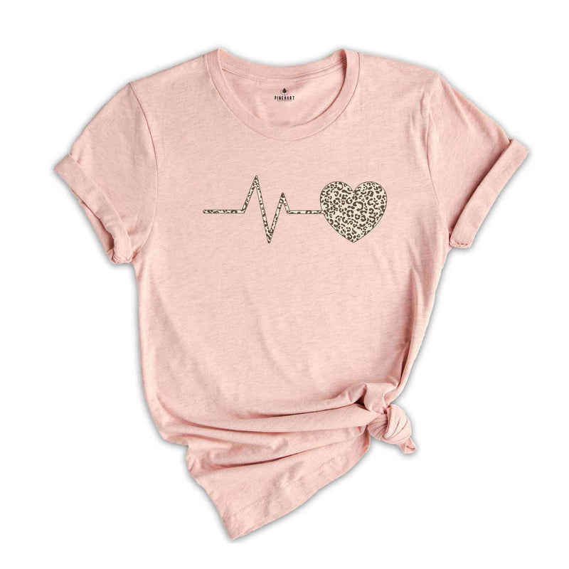 Leopard Heartbeat Shirt, Pulse Shirt, Nurse Shirt, Health Care Shirt, Leopard Heart Shirt, Lifeline Shirt, Cardiogram Shirt