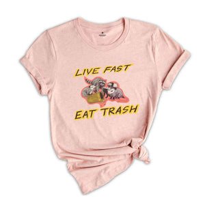 Live Fast Eat Trash Shirt, Funny Raccoon T-shirt, Raccoon Meme Shirt, Animal Lover Gift, Funny Meme Tee