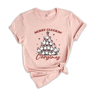 Merry Cluckin' Christmas Shirt, Christmas Farmhouse T-Shirt, Merry Christmas Chickens Tee, Christmas Farm Gift, Festive Chicken Holiday