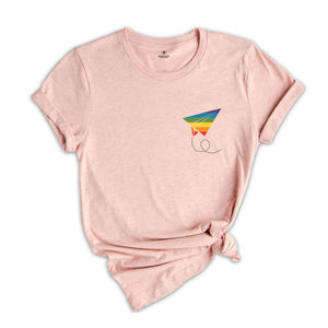 Pride Paper Plane Shirt, LGBT Flag Shirt, Bisexual Shirt, Lesbian T-Shirt, Rainbow Shirt, LGBT Pocket Shirt, Gay Pride Shirt