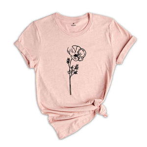 Poppy Flower Shirt, August Flower Shirt, August Birthday Shirt, Birthday Shirt, Birth Month Flower Shirt, Flower Shirt