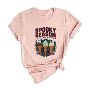 Spooky Season Tastes Like Halloween Shirt, Funny Halloween Shirt, Ghost Shirt, Halloween Gift, Retro Fall Shirt, Ice Cream Lover Gift