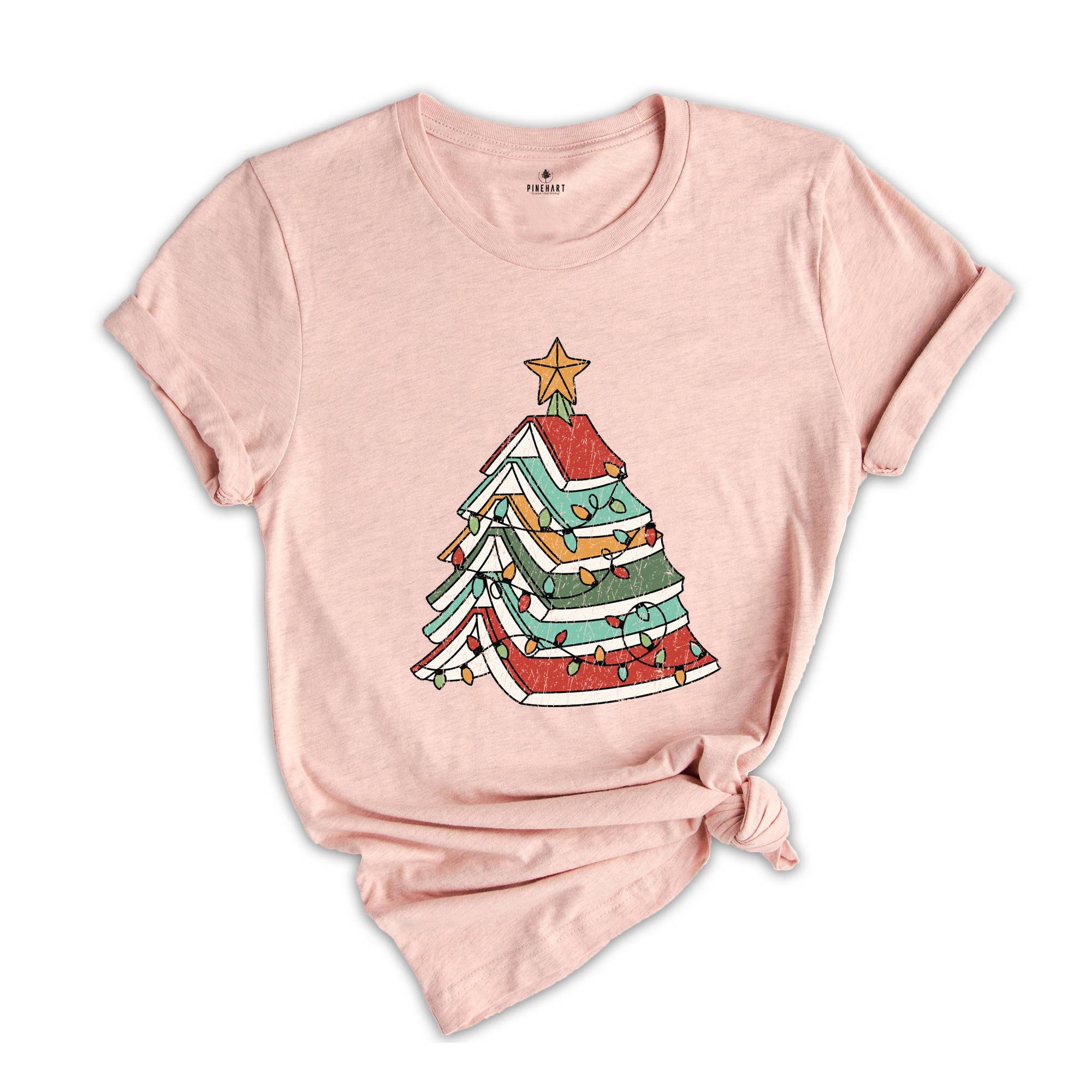 Christmas Books Tree Shirt, Bookish Christmas Shirt, Teacher Christmas Tee, Christmas Book Lover Shirt, Holiday Teacher Gifts