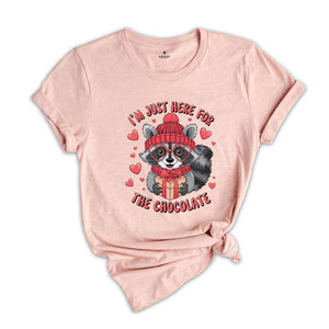 I'm Just Here For The Chocolate Shirt, Funny Racoon Valentines Day Shirt, Single Valentines Day Shirt, Valentines Day Shirt, Raccoon Shirt