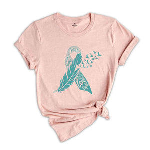 Ovarian Cancer Awareness, Ovarian Cancer T-Shirts, Ribbon Graphic Tees, Ovarian Cancer Survivor Gift