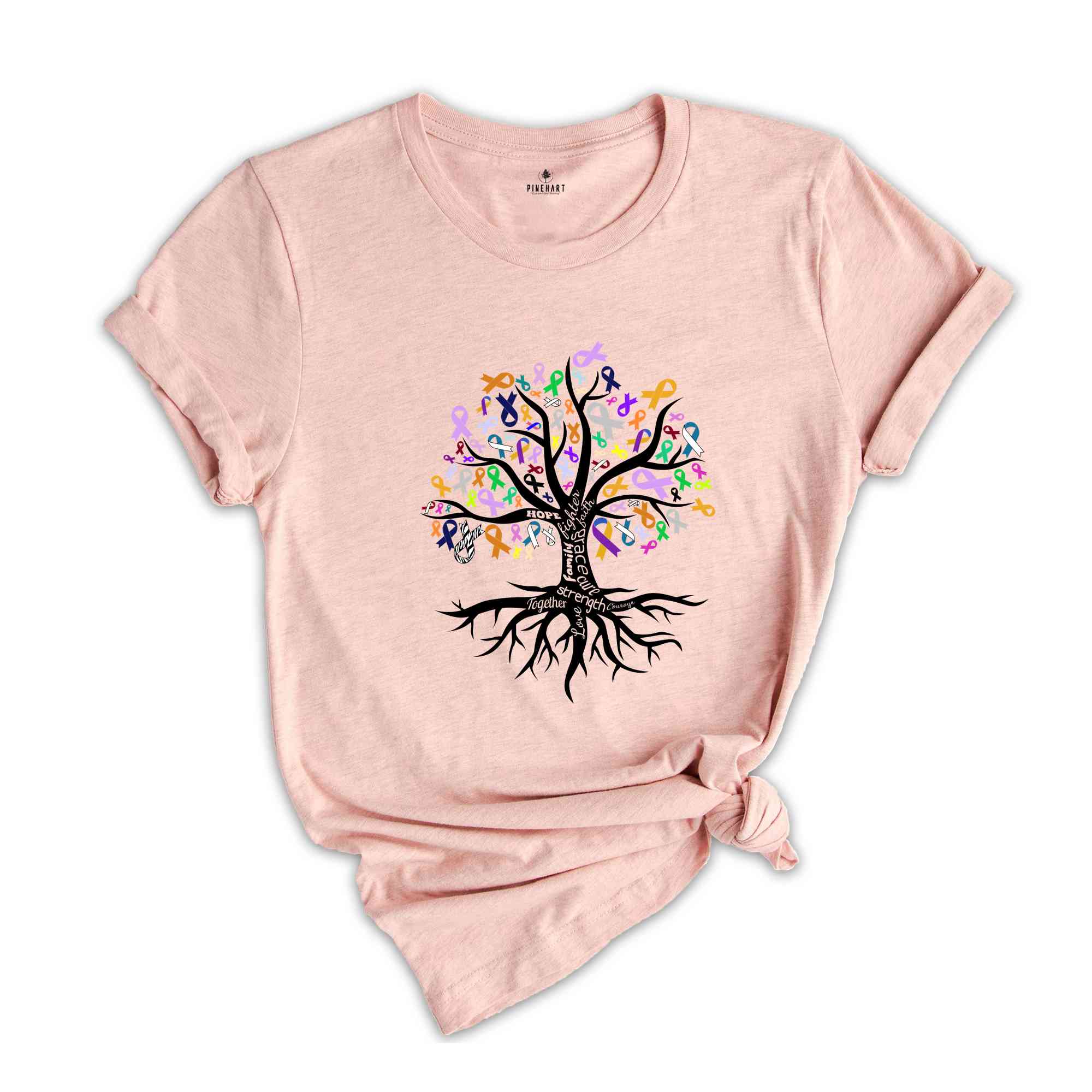 Fight Cancer In All Colors Tree Shirt, Cancer Awareness Shirt, Cancer Ribbon Gift, Cancer Survivor Gift, Cancer Warrior Shirt