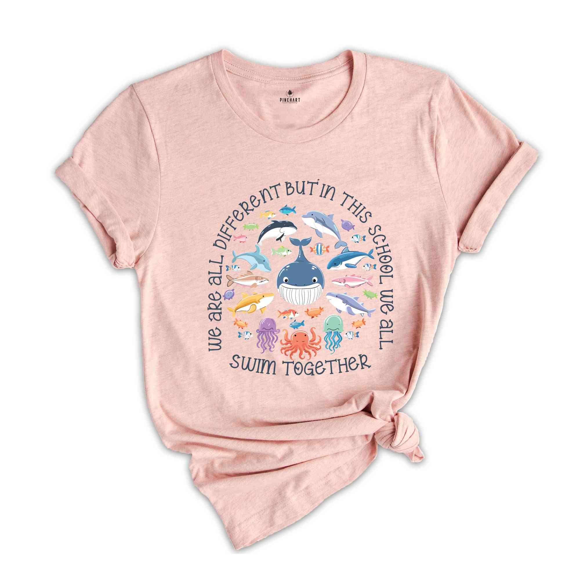 We Are Different But In This School We All Swim Together Shirt, Teacher Shirts, Ocean Animal Outfit, Animal Tee