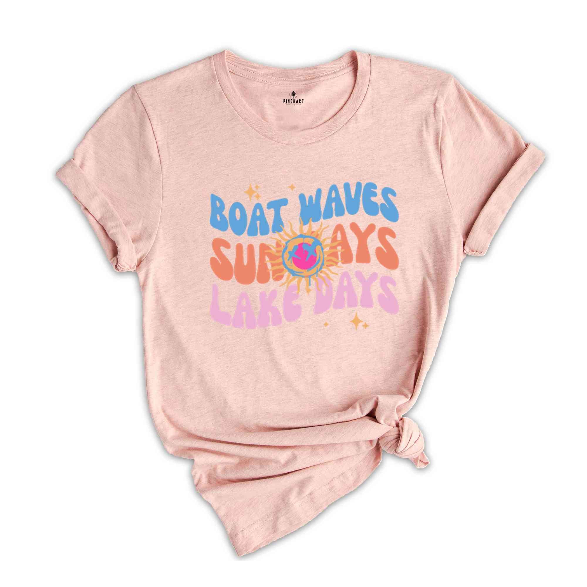 Boat Waves Sun Rays Lake Days Shirt, Summer Vibes Shirt, Beach Waves Shirt, Retro Summer Beach Shirt, Boating Shirt