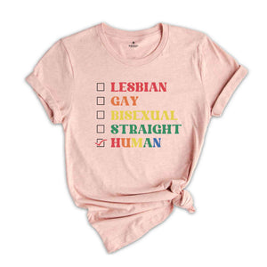 Rainbow Pride Heart Shirt, LGBT Shirt Funny Gift, Pride Shirt Women, Human Rights Awareness Shirt, Gay Pride Month Shirt