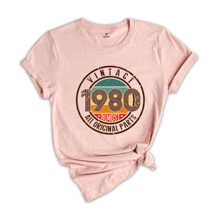 Vintage 1980 All Original Parts Shirt, 44th Birthday Shirt, 1980 Birthday Shirt, Retro 44th Birthday TShirt, 44 Years Birthday Shirt