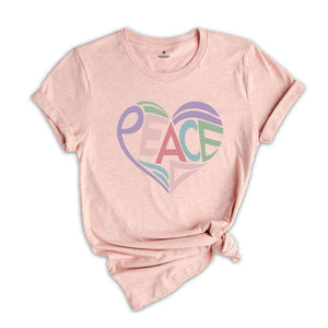 Peace T-Shirt, Peace Heart Shirt, Groovy Shirt, Groovy Peace Shirt, Boho Shirt, Peace Apparel, Boho Style Gifts