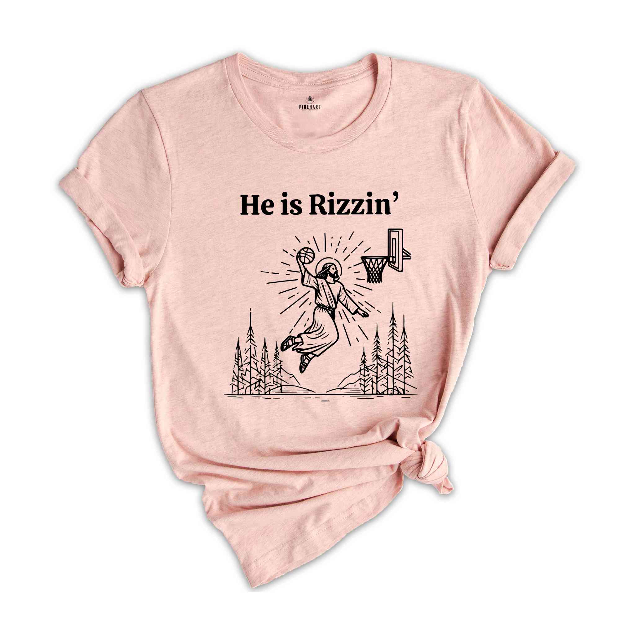 He is Rizzin Funny Easter Shirt of Jesus Playing Basketball, Retro Y2K Christian Faith Religious Shirt, Christian Easter Shirt