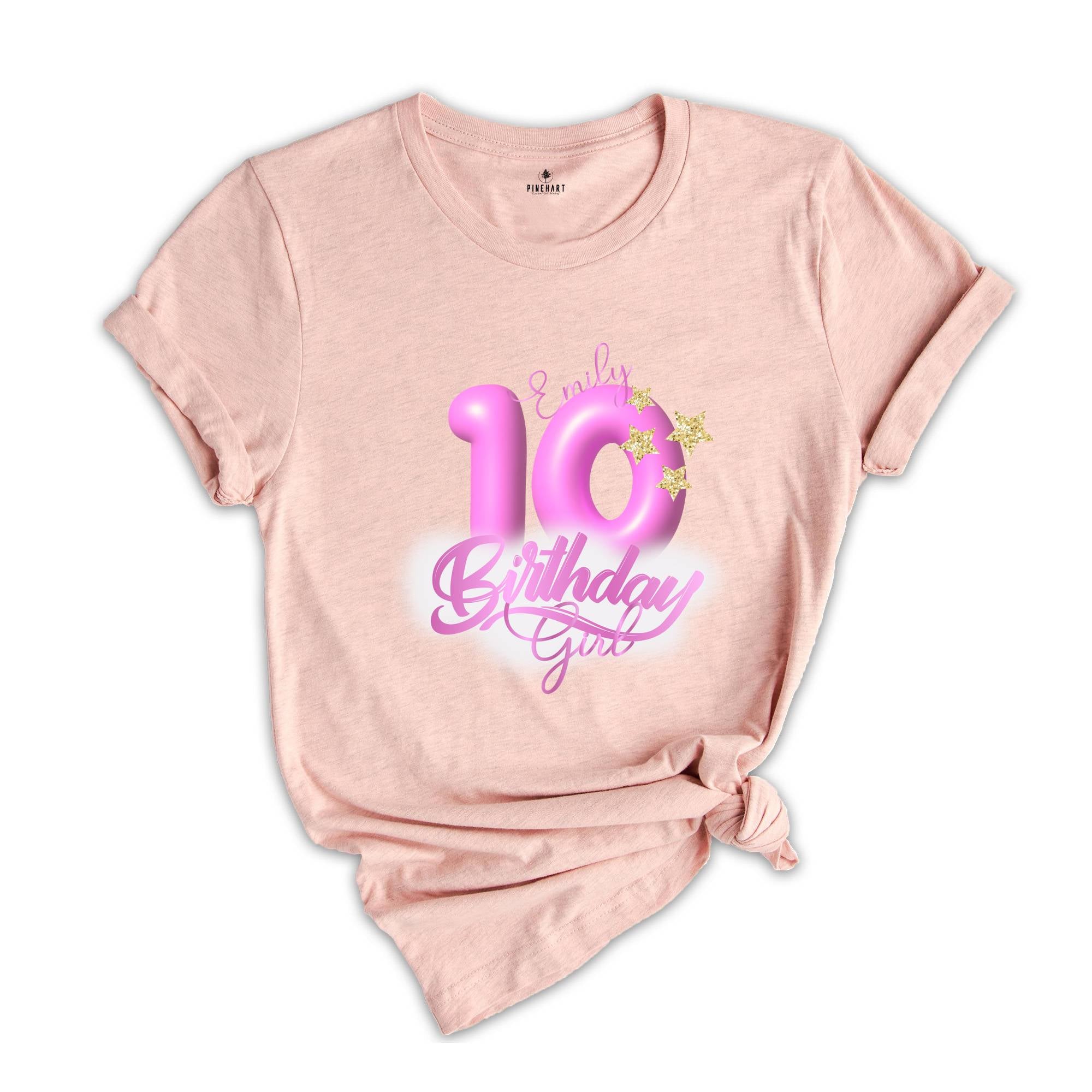 Personalized Birthday Girl T-shirt, Crown 10th Birthday Shirt, Custom Birthday Party, Kids Toddler Youth and Adult Shirt, 10th Birthday Tees