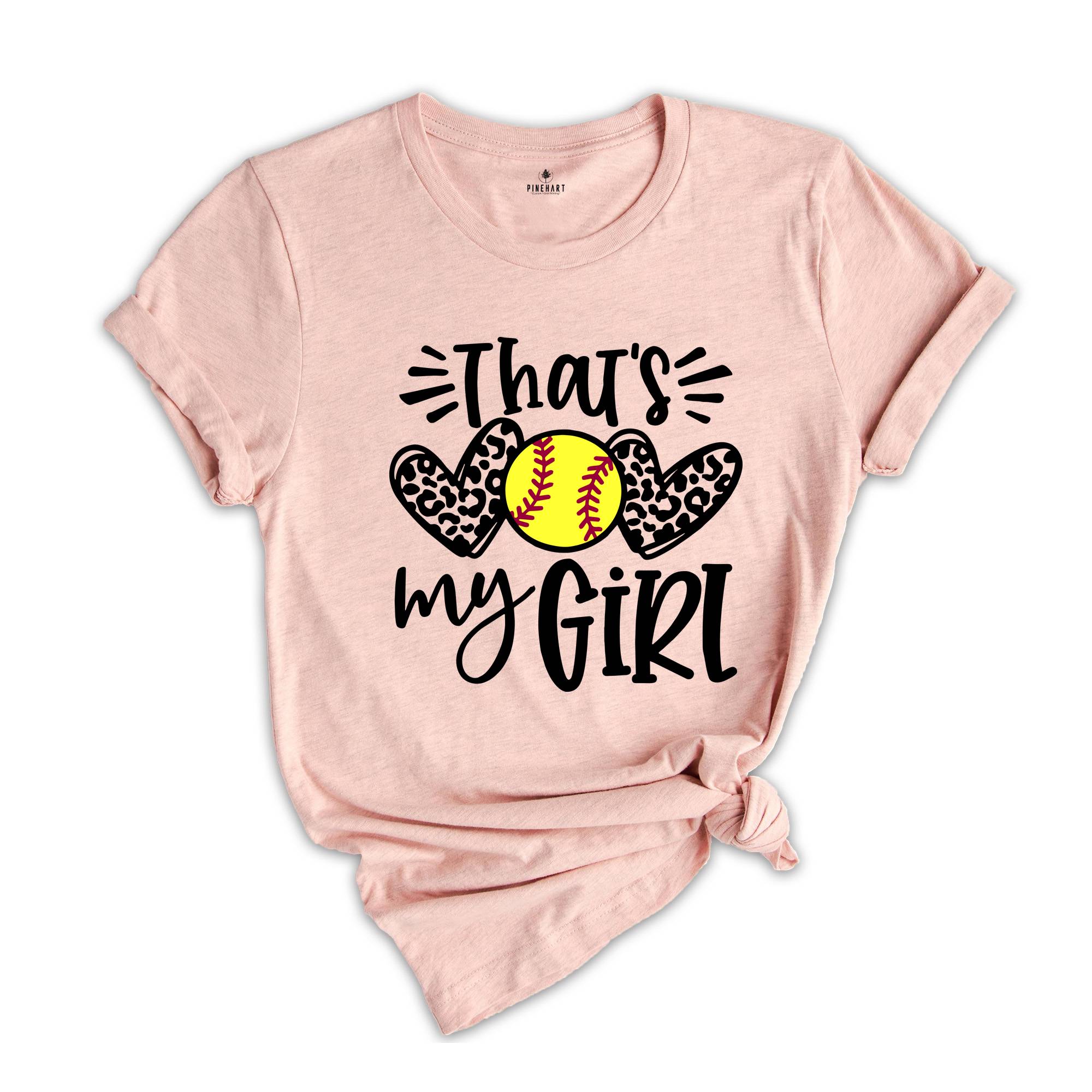 That's My Girl Shirt, Leopard Softball Mom, Softball Fan Shirt, Proud Softball Mom, Game Day Shirt, Leopard Heart Shirt