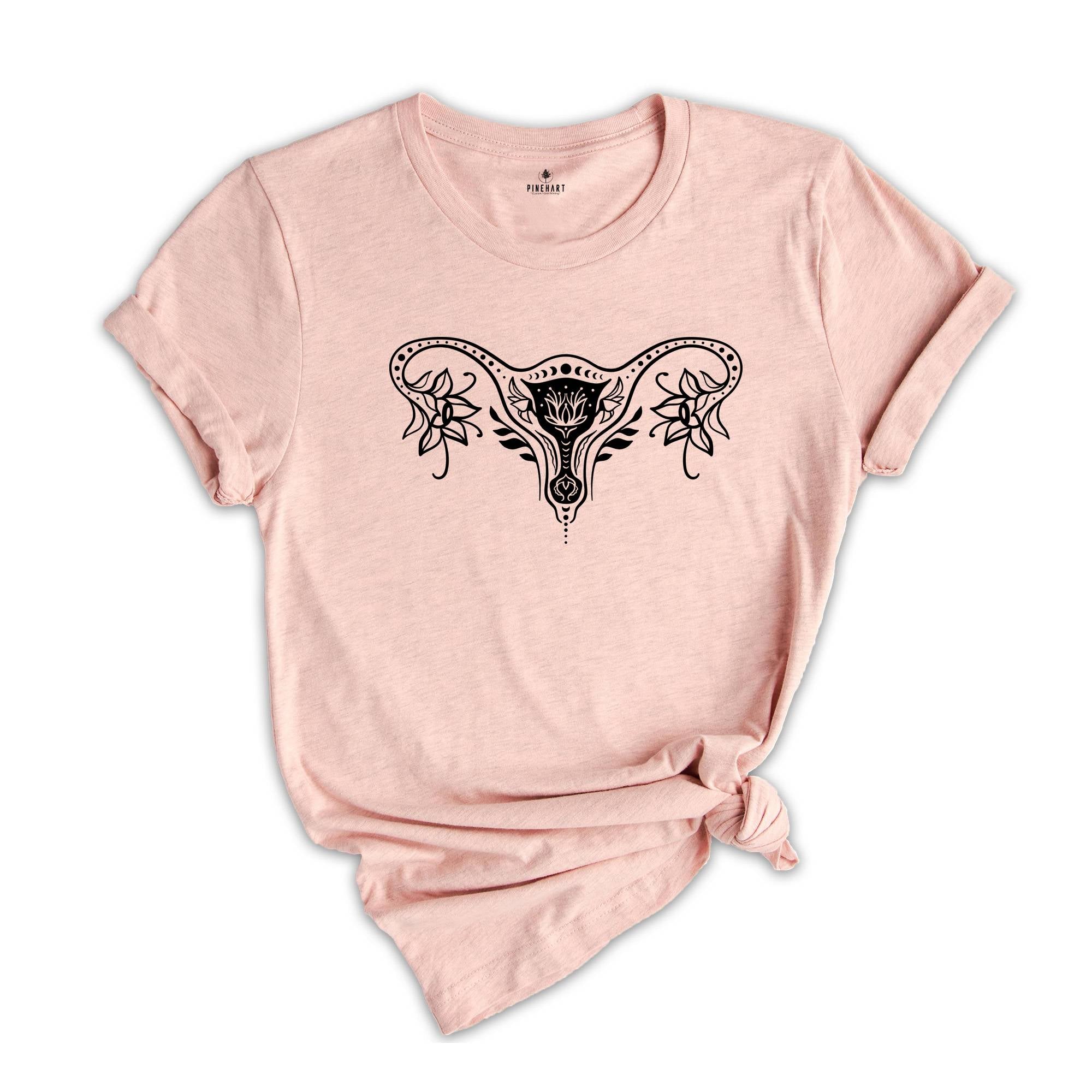 Uterus Feminist Shirt, Uterus Shirt, Feminist Apparel, Boho Apparel, Cotton Shirt, Women's Apparel, Gift, Women Empowermen