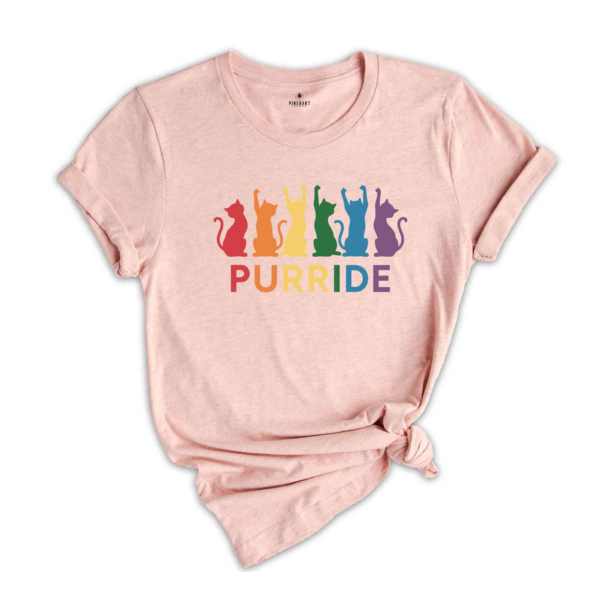 Purride Shirt, Cat Shirt, LGBT Flag Shirt, Gay Pride Shirt, LGBTQ Shirt, Rainbow Pride Shirt, Cat Lover Gift, Rainbow Cat Shirt