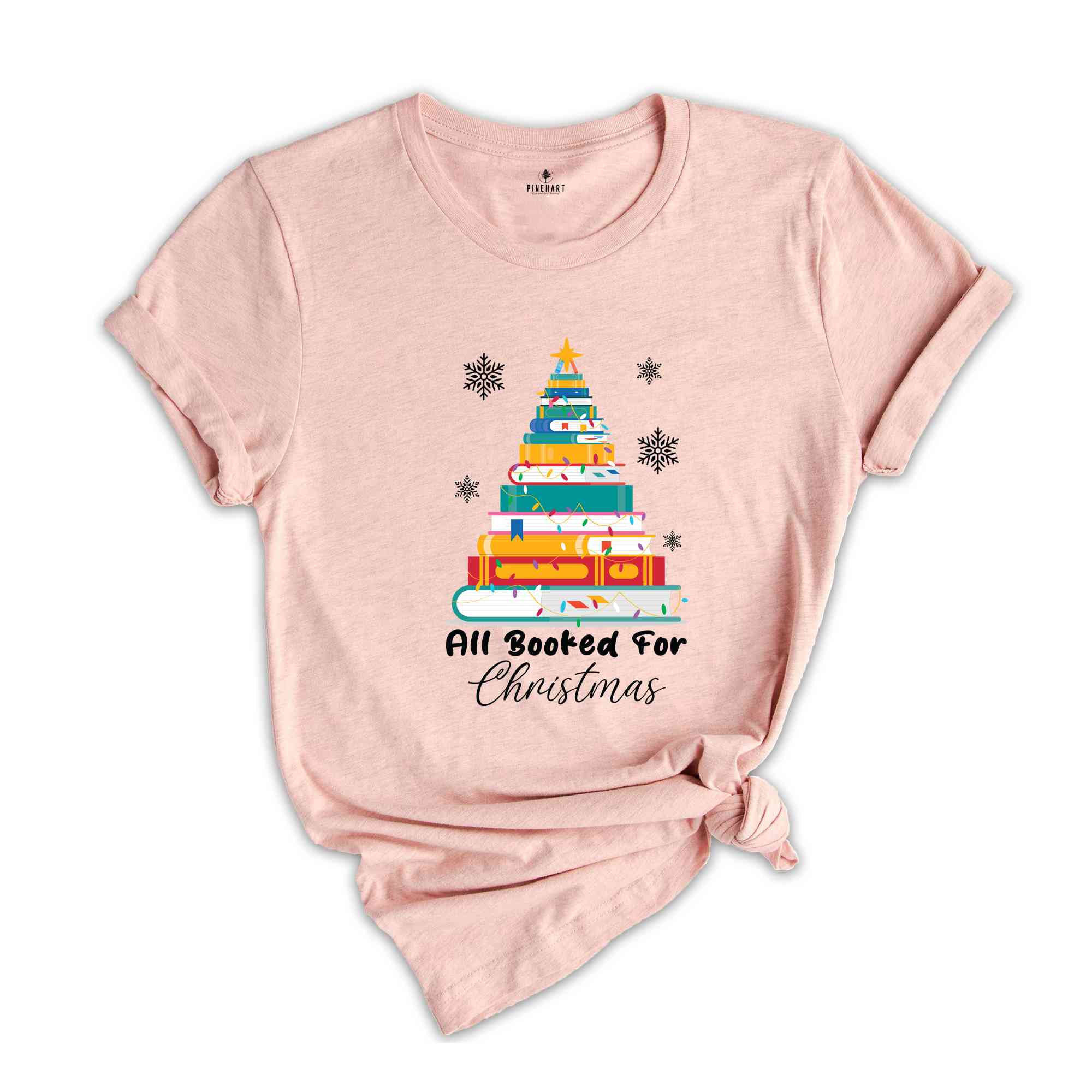 All Booked For Christmas Tee, Christmas Tree Shirt, Christmas Gift for Librarian, Bookworm Christmas Sweater, Book Lovers Christmas Tee