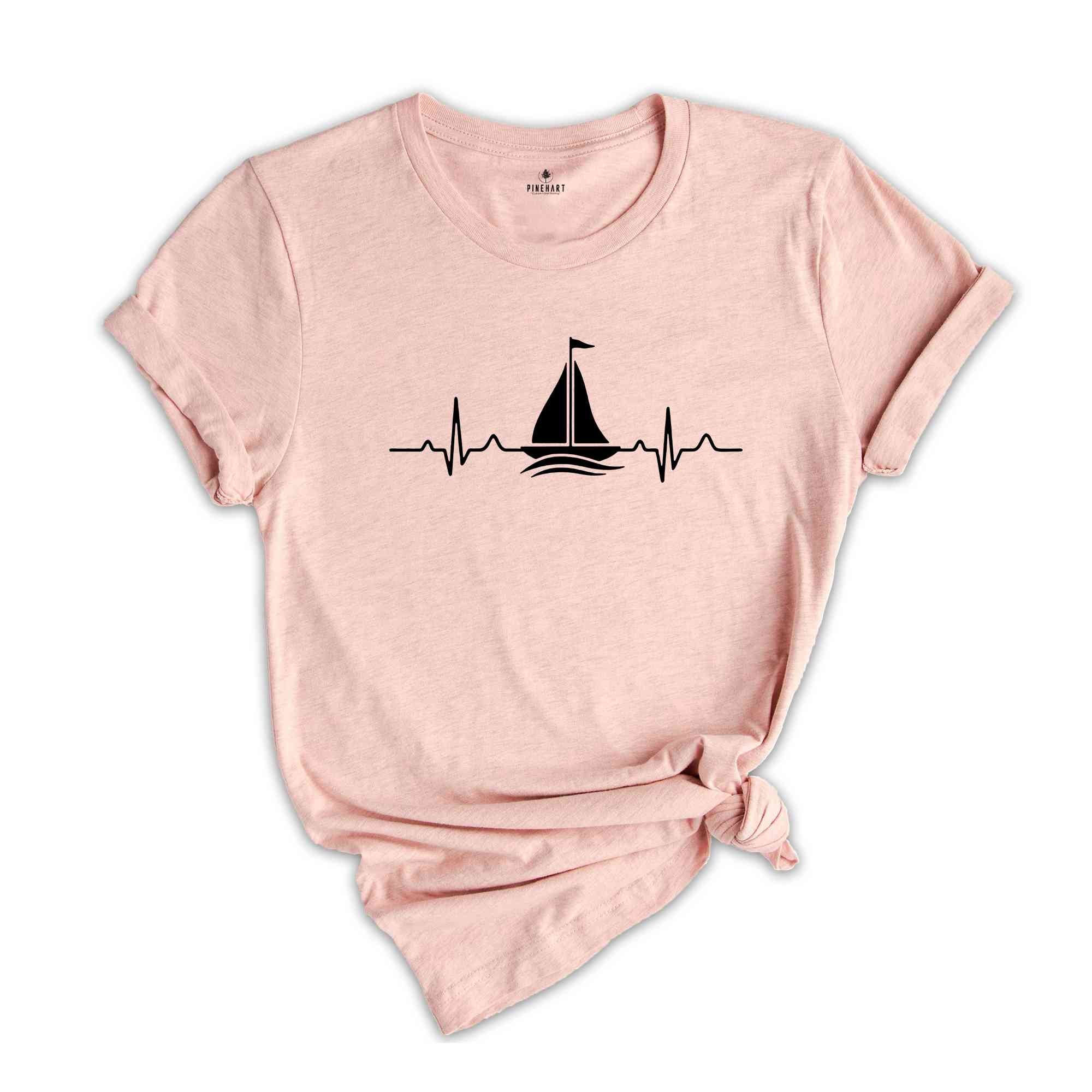 Sailing Heartbeat Shirt, Sailing Shirt, Sailing Gift, Captain TShirt, Boating Shirt, Sailing Lover Tee, Lake Life Shirt, Beach Shirt