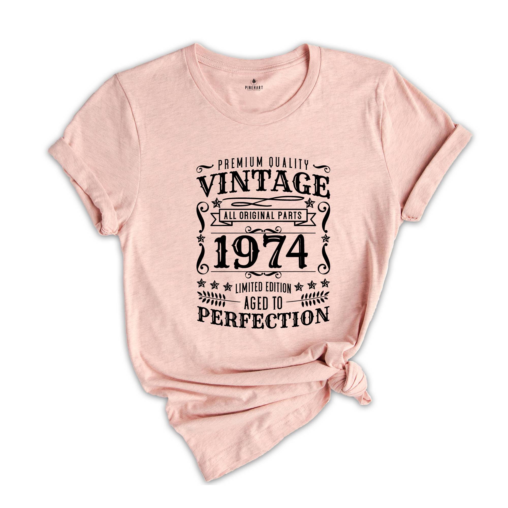 Vintage 1974 Aged To Perfection Shirt, 50th Birthday Tee, Born in 1974, Vintage 1974 Shirt, 50th Birthday Party, Hello Fifty T-Shirt.