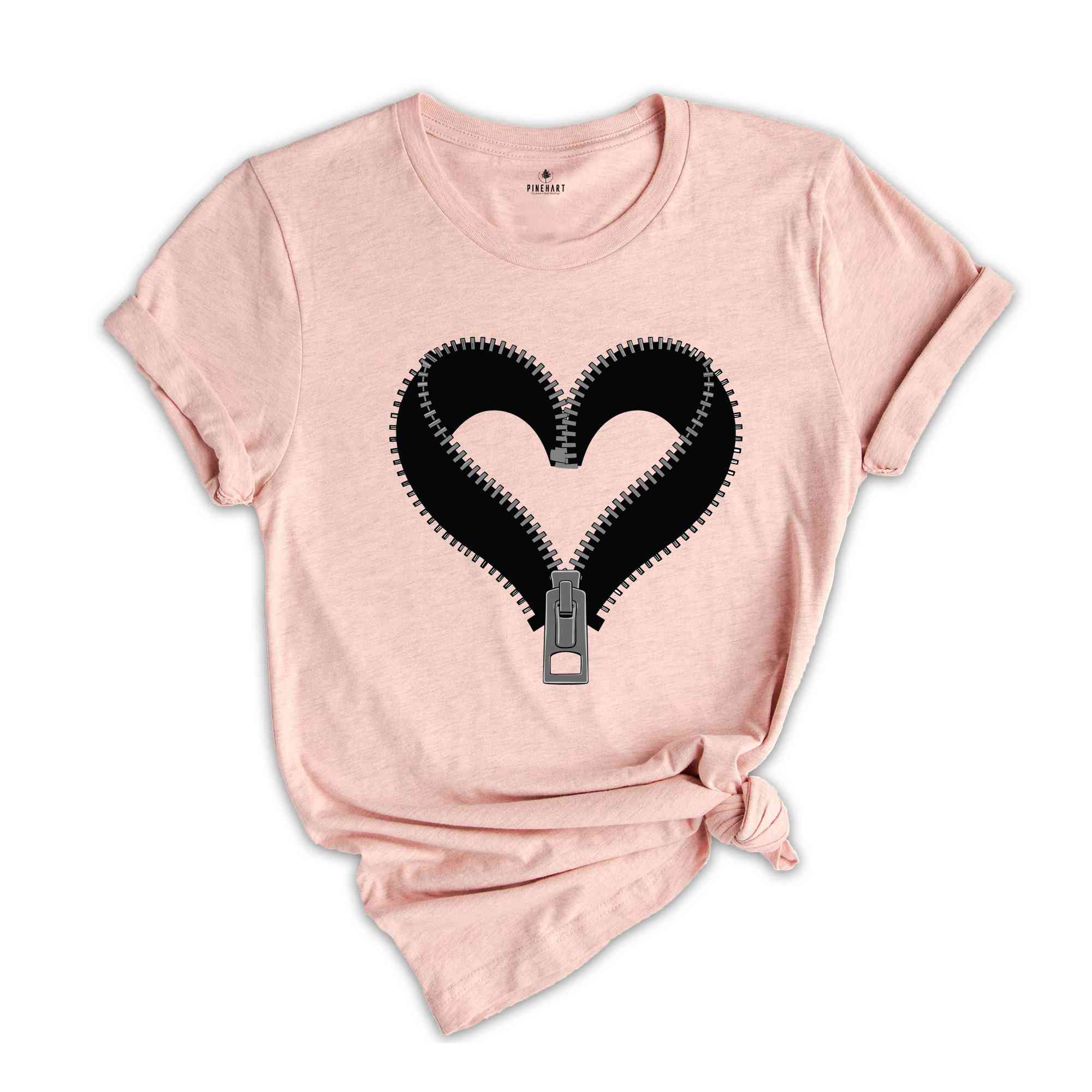 Zipper Heart Shirt, Heart Shirt, Romantic Heart Gift, Heart Shirt, Retro Heart Inspired Shirt, Minimalistic Zipped Heart Shirt