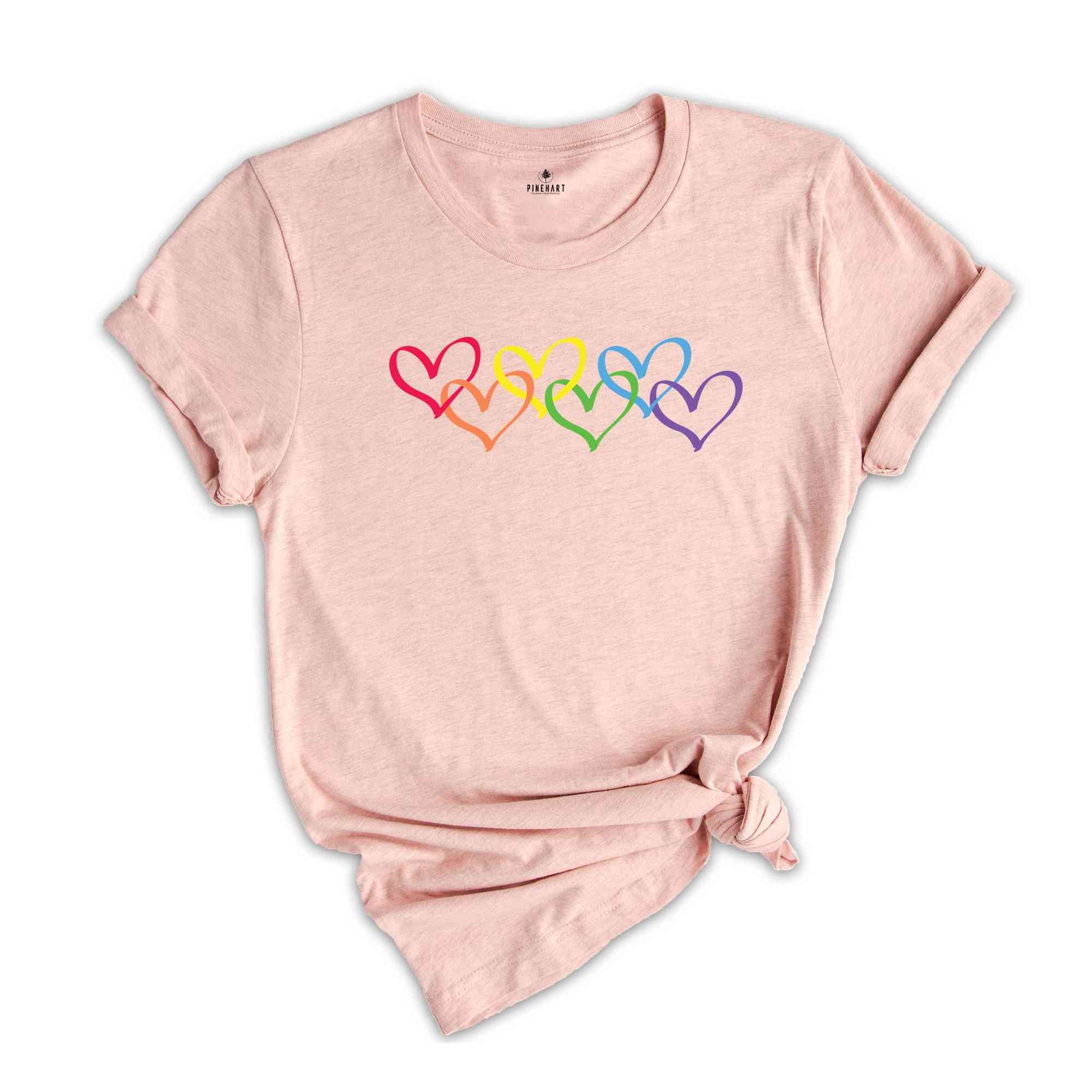 Rainbow Hearts Shirt, Love Is Love Shirt, Rainbow Shirt, Hearts Shirt, Pride Rainbow Shirt, Pride Heart Shirt, LGBT Shirt, Gay Shirt