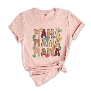 Mama Leopard Shirt, Leopard Mama Flower Shirt, Retro Mama Shirt, Mama Shirt, Boho Mama Shirt, Mother's Day Shirt, Floral Mama Shirt