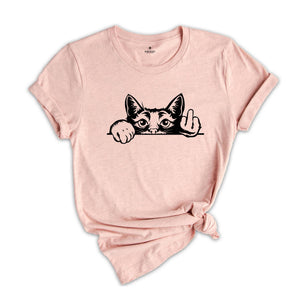 Peeking Cat Middle Finger Shirt, Cute Kitten Shirt, Funny Animal Shirt, Cat Lover Shirt, Cat Peeking Shirt, Crazy Cat Lady